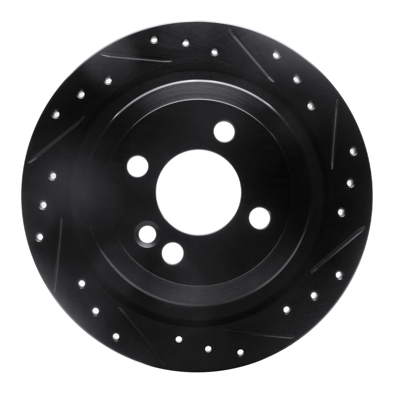 Mini Cooper Brake Rotor (1) - Rear Right - R1 Concepts - Drilled & Slotted - Black - `09-`14